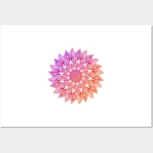 Purple-Red Digital Mandala Posters and Art